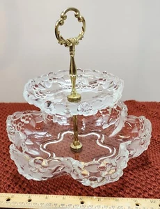 Vintage Walther Glass Mikasa Carmen Satiniert 2-Tier Stand Server Made / Germany - Picture 1 of 7