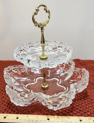 Vintage Walther Glass Mikasa Carmen Satiniert 2-Tier Stand Server Made / Germany - Image 1 of 4