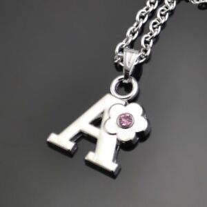 Pink Flower CHILDREN's Jewellery Initial Necklace Jewellery Letter Crystal