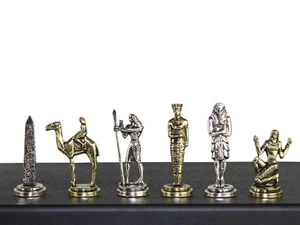 Egyptian Metal Chess Pieces Nickel & Brass 2.5 Inch - Picture 1 of 3