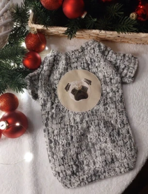 Grauer Pullover für Hunde, Kleidung, Golf für Hunde, Pullover für Kleintiere - Bild 1 von 4