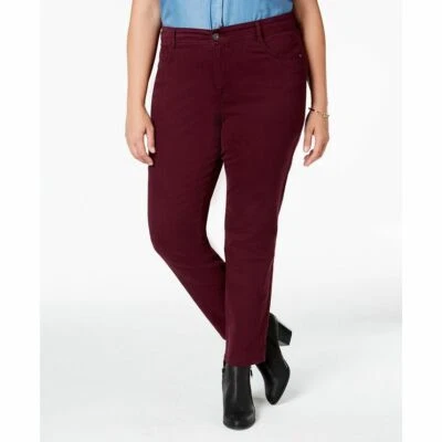 Pantalones de mezclilla Style & Co para mujer borgoña ajustados tiro alto control abdomen Plus 14W Foto 1 de 4
