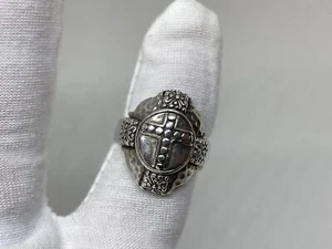 Sarda Sterling Silver 925 "Whatever is Pure" Cross Shield Ring Size 6.5 - Picture 1 of 15