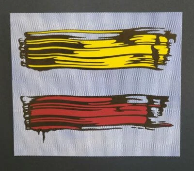 Litografia off-set montada Roy Lichtenstein "pinceladas amarelas e vermelhas" 1971 - Imagem 1 de 3