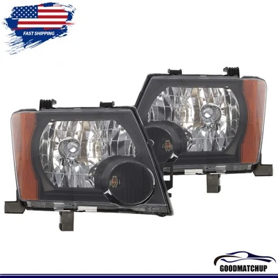 Par de faros proyectores esquineros ámbar carcasa negra para Nissan Xterra 2005-2015 Foto 1 de 4