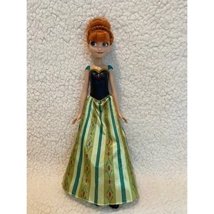 Disney Frozen Anna Doll Green Gold Gown Updo Hair Blue Eyes 11" - Picture 1 of 7