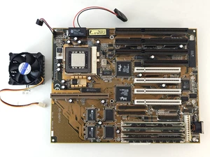 Gigabyte GA-586ATV Socket 7 ISA board + Pentium MMX 200 MHz + 48 MB RAM + Cooler - Picture 1 of 4