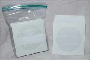Pack of 50 new, unused white CD/DVD/Blu-ray disc sleeves w/ clear front window - Picture 1 of 1