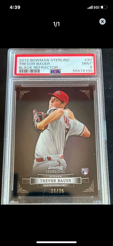 2012 Bowman Sterling - Trevor Bauer #20 Black Refractor #23/25 (RC) PSA 9 - Image 1 of 1