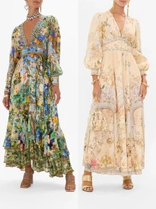 women's printed V-neck long sleeved dress, Indian vest, handmade printed dress, - Picture 1 of 19