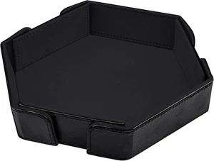 Bandeja de dados plegable magnética SIQUK hexagonal rodante cuero PU negro - Imagen 1 de 2