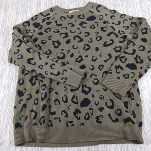 Andree by Unit Pullover Damen klein grün und schwarz Leopard Animal Print Strick - Bild 1 von 6