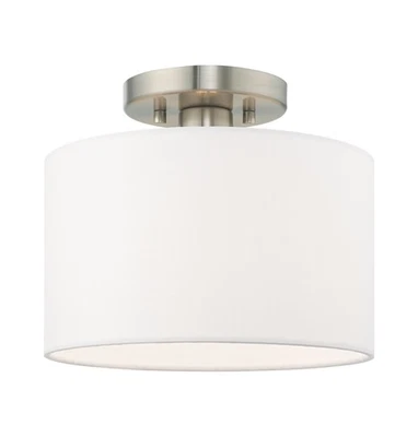 Livex Lighting 41095 Meridian 10"W Semi-Flush Drum Ceiling - Nickel - Image 1 of 4