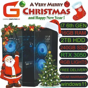 XMAS DEALS 🎅GAMING PC I7 6th 16GB 2TB+240 SSD RTX 8GB 3050 W11 FREE DELIVERY🎅 - Picture 1 of 12