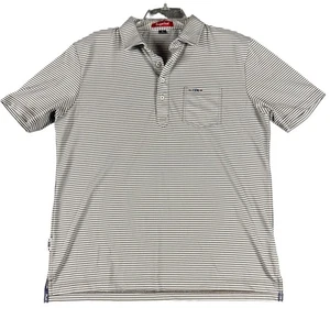 Polo Pan de Azúcar Para Hombres Grande Marrón Blanco Rayas Bolsillo Elástico Hecho en EE. UU. - Imagen 1 de 10