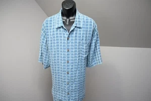 Tommy Bahama Hawaiian Shirt 100% Silk Plaid Short Sleeve Mens Size 2XL XXL - Picture 1 of 10
