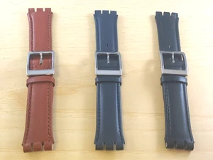 Cinturino per Swatch Irony 19 mm vera pelle liscio colori marrone nero blu - Picture 1 of 5