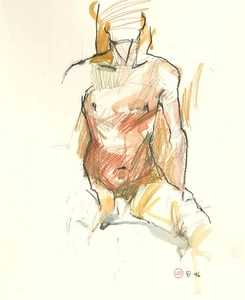 Richard J.S. Young - 1996 Mixed Media, Nude Torso - Picture 1 of 3