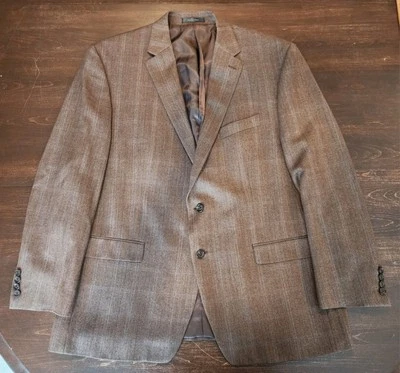 Blazer masculino Lauren Ralph Lauren casaco esportivo tamanho 48R lã marrom espinha de peixe  - Imagem 1 de 4