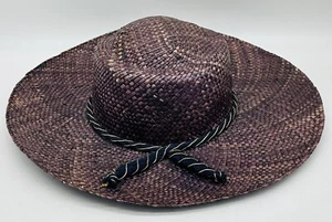 Vintage Unbranded Lightweight Brown Unique Sun Protection Wide Brim Straw Hat - Picture 1 of 5
