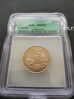 2004 P 25C Florida State Quarter MS67 ICG Nice certified coin - Image 1 of 3