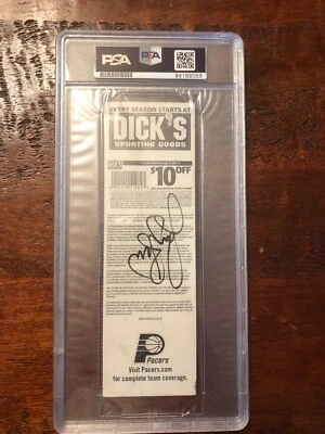 Larry Bird Signed Ticket Stub Psa Dna Coa Slabbed Encapsulated Celtics Pacers - Image 1 of 4