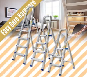 Aluminium Multi Purpose Folding Ladder 3 4 5 Step Non Slip Platform Light Weight - Picture 1 of 12
