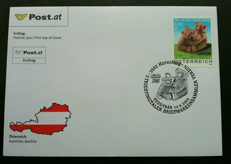 [SJ] Austria 100th Anniversary Of Teddy Bear 2002 Toy Child Play Doll (stamp FDC - Image 1 of 4