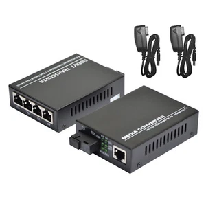 10/100/1000Mbps Single Mode 1&4 RJ45 Ethernet to Fiber Optic Media Converter n - Picture 1 of 9