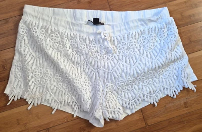 Primark White Cotton Shorts Crochet Front Tie at waist Size 20 NWOT - Image 1 of 4