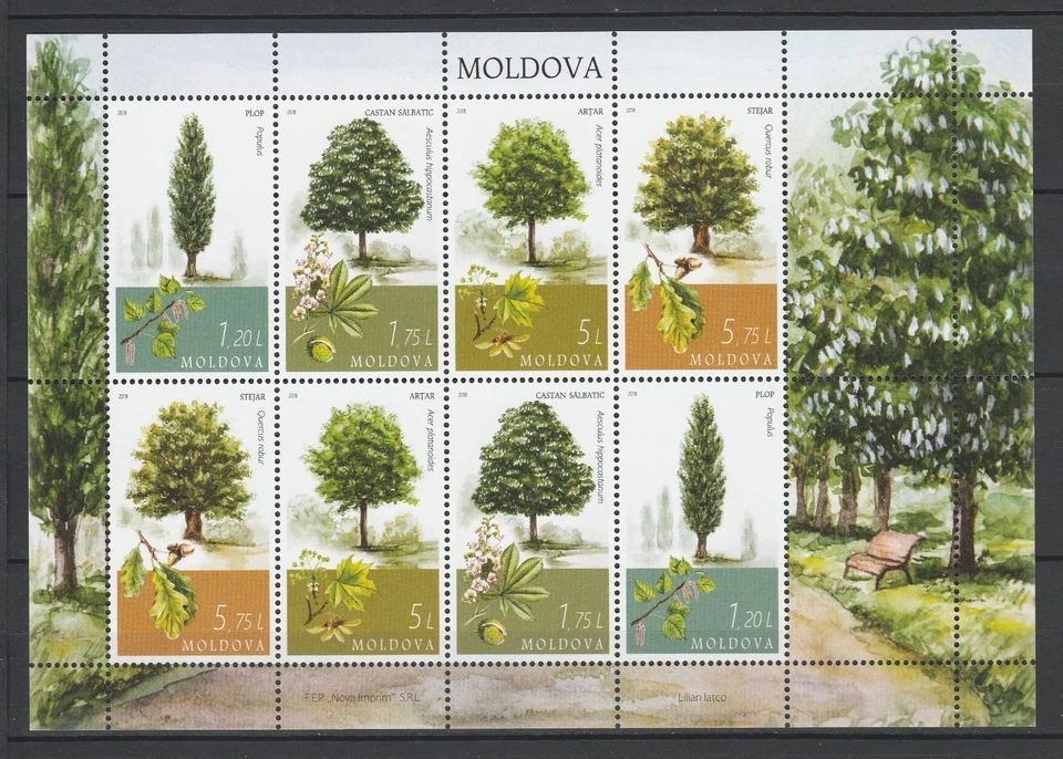 Moldova 2018 Nature, Plants, Trees MNH sheet - Image 1 of 1