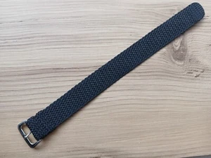 Black Perlon Woven Nylon Sports 22mm Watch Strap Silver Buckle 240mm Long - Picture 1 of 6