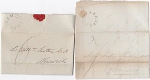 1838? x 2 NORFOLK FAKENHAM UDC PMK LETTERS TO FOSTER & UNTHANK AT NORWICH - Picture 1 of 2