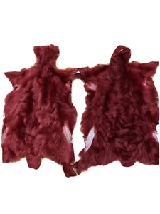TANNED RED GOAT FUR SKIN PELT DYED DESIGN - Picture 1 of 3