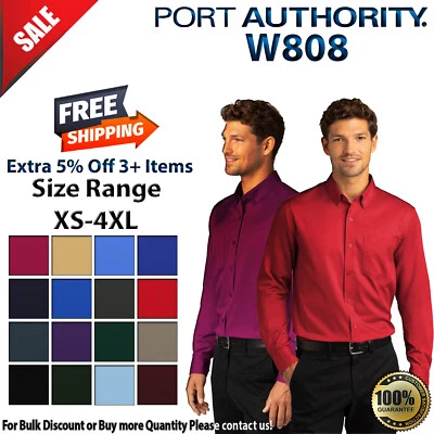 Port Authority W808 Mens Long Sleeve Easy Care SuperPro React Twill Dress Shirt - Image 1 of 3