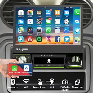 4+64G 1 DIN 7" Coche Estéreo Abatible Android 13 Carplay Radio GPS Navegación WIFI FM RDS - Imagen 1 de 14