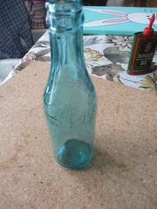 CIRCA 1915 COCA COLA CADADA MISPELT STRAIGHT SIDE COKE BOTTLE TEAL BLUE COLOR - Picture 1 of 5