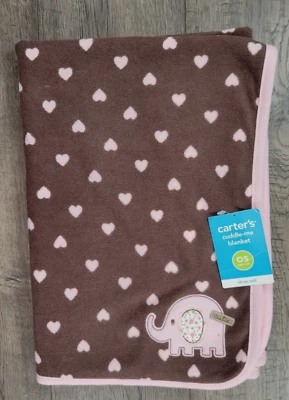 Baby Girl New Vintage Carter's Fleece Elephant Baby Swaddle Blanket - Image 1 of 4