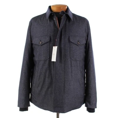 Luciano Barbera NWT Wool Blend Overshirt / Jacket Size 56 (2XL US) In Blue - Image 1 of 4
