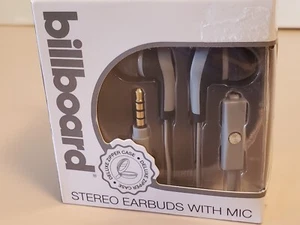 BILLBOARD Stereo Earbuds w Mic zip case NEW #BB584 GREY Cable remote xtreme bass - Picture 1 of 8