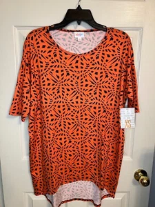 Nuevo con etiquetas Camiseta Túnica LuLaRoe Talla XS Naranja Azul Marino Estampado Irma Alto Bajo Tejido - Imagen 1 de 4