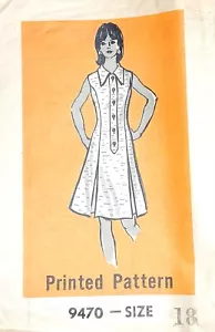 Rare Printed Pattern 9470 Summer Sleeveless Half Placket Fit & Flare Dress UK 18 - Picture 1 of 4