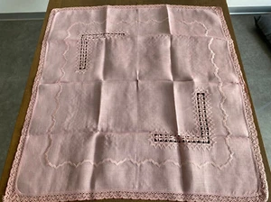 Alte Leinen (?) Baumwolle (?) Tischdecke Mitteldecke Spitze rosa 5055/22 - Picture 1 of 4