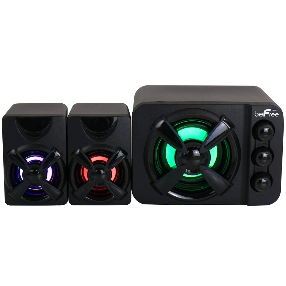 beFree 2.1 Gaming Computer Desk Shelf Mini Speaker Subwoofer System w LED Lights - Image 1 of 1