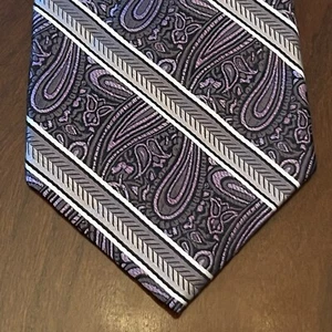 Platinum Designs Purple Gray 100% Silk Men’s Neck Tie Made In China - Picture 1 of 9