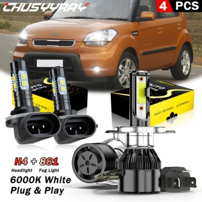 Para Kia Spectra 2005-2009 4x Faro LED haz alto bajo + Bombillas antiniebla 6000K Foto 1 de 4
