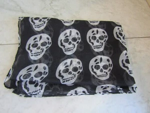 Totenkopf schwarz Viskose halbtransparent Schal/Halstuch/Tuch 62" x 20" - Bild 1 von 2