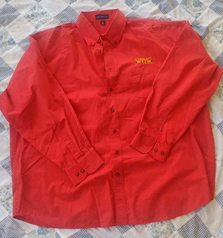 USMC Vietnam Velocity 3X Red button up Mens shirt - Image 1 of 4