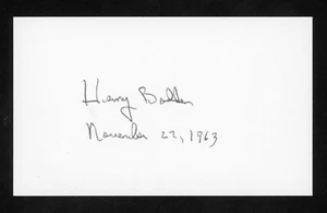 Henry Bodden President JFK Assassination Witness signed 3x5 Index Card E27004 - Picture 1 of 1