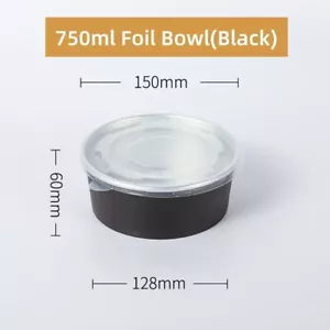 50x 750ml Foil Lined Paper Bowl Black Disposable Takeaway Container+Lid AU Stock - Picture 1 of 3